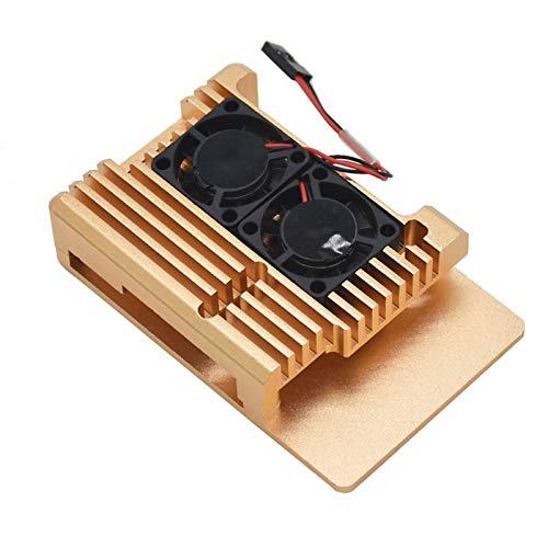 Aluminum Case with Fan and Thermal Tapes, Compatible with Raspberry 4 Model B/Pi 4B
