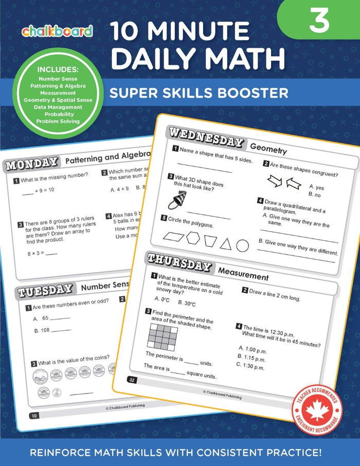 Canadian 10 Minute Daily Math Grade 3 Ebook