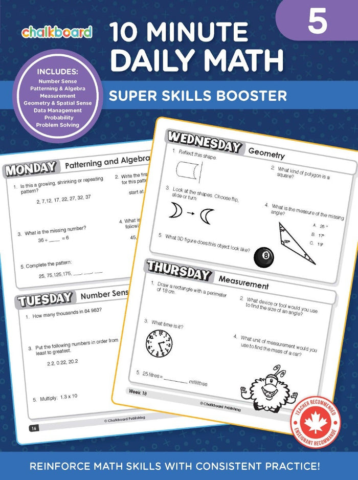 Canadian 10 Minute Daily Math Grade 5 Ebook