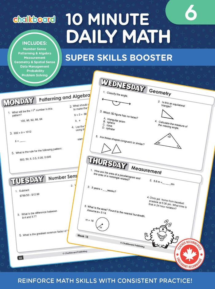 Canadian 10 Minute Daily Math Grade 6 Ebook