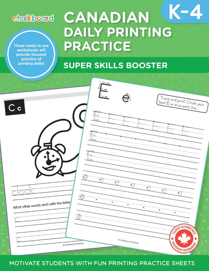 Canadian Daily Printing Practice K-4 Ebook