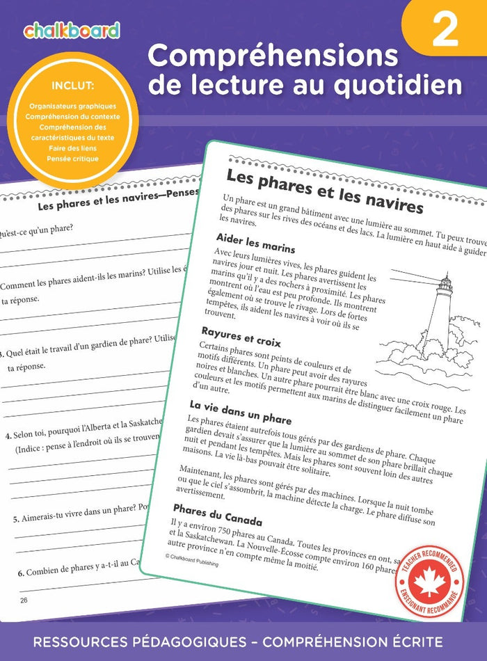 Canadian French Daily Reading Comprehension Grade 2 Ebook