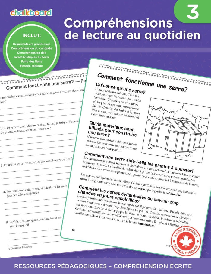 Canadian French Daily Reading Comprehension Grade 3 Ebook