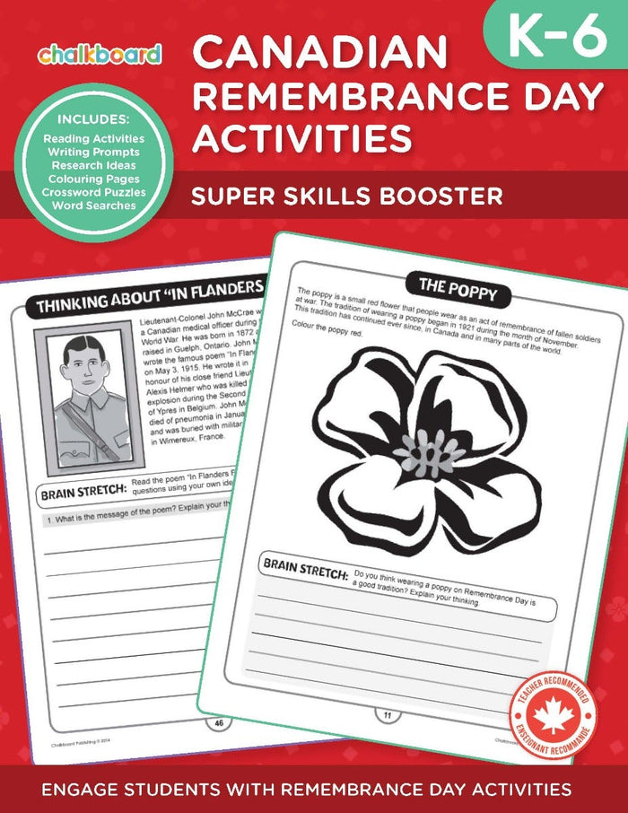 Canadian Instant Remembrance Day Activities Grades K-6 Ebook