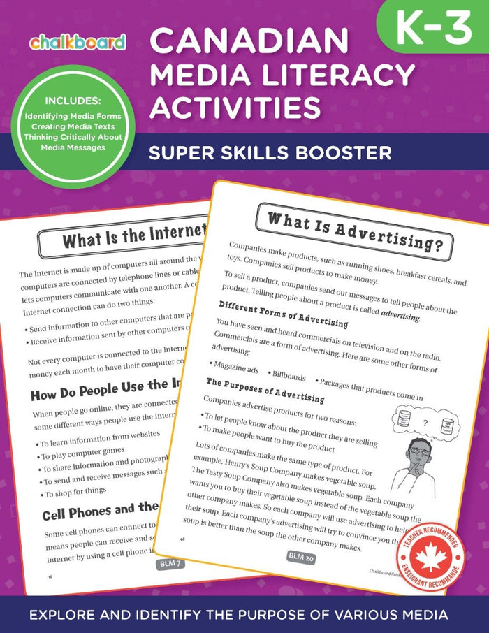 Canadian Media Literacy Activities Grades K-3 Ebook