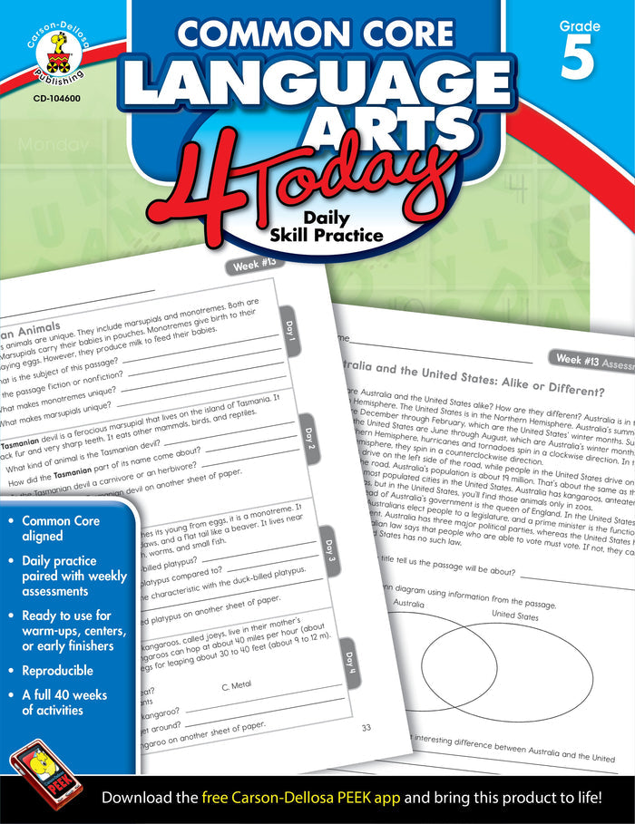 Common Core Language Arts 4 Today Grade 5 Ebook