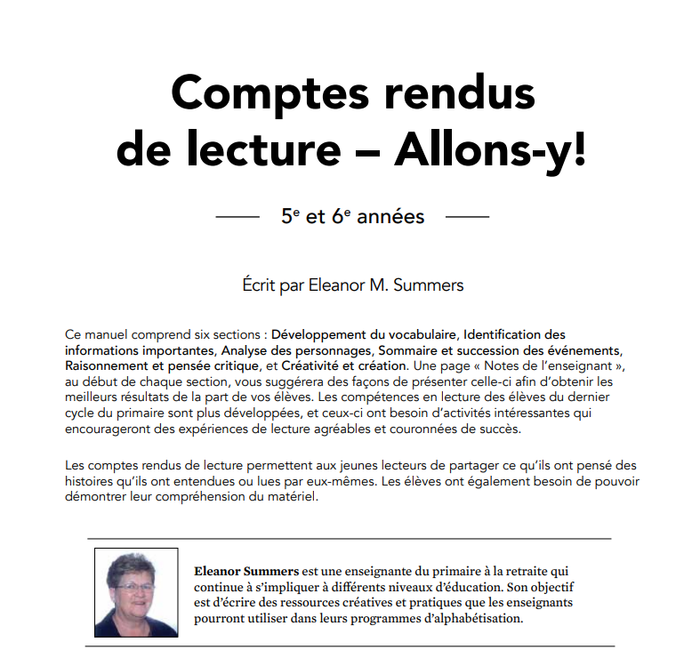 Comptes rendus de lecture-Allons-y Grade 5-6 Ebook