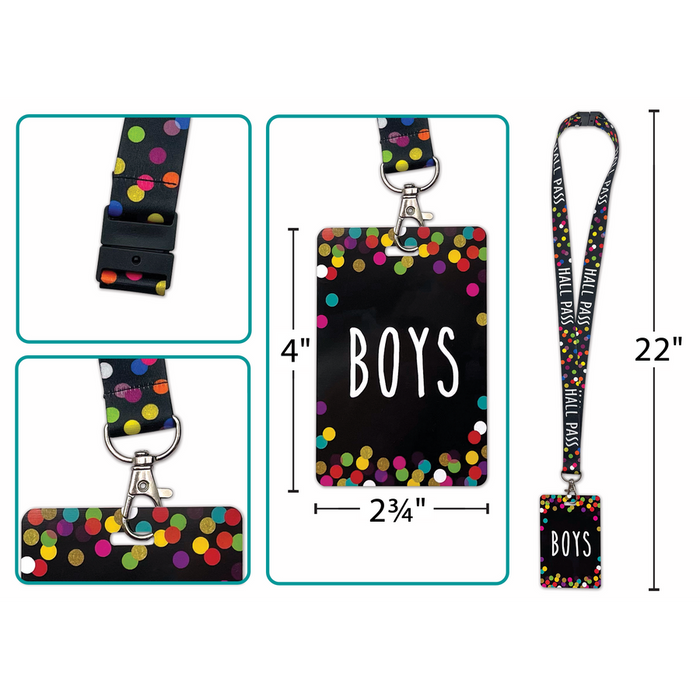 Confetti Hall Pass Lanyards