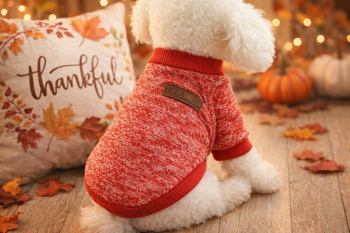 Cozy Knitted Dog Jacket for Winter — lifestyle image