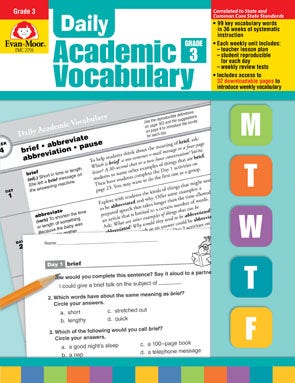 Daily Academic Vocabulary Grade 3 Ebook