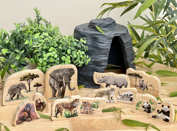 Endangered Animal Families Wooden Characters