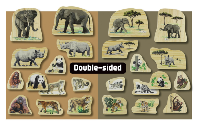 Endangered Animal Families Wooden Characters