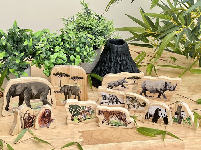 Endangered Animal Families Wooden Characters