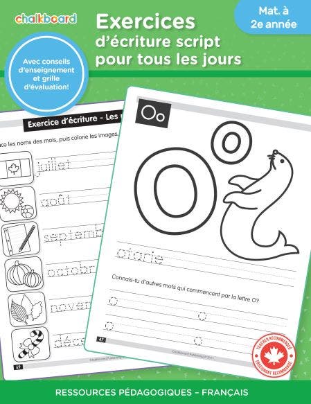 Exercices dÆecriture script pour to les jours mat A 2e annee