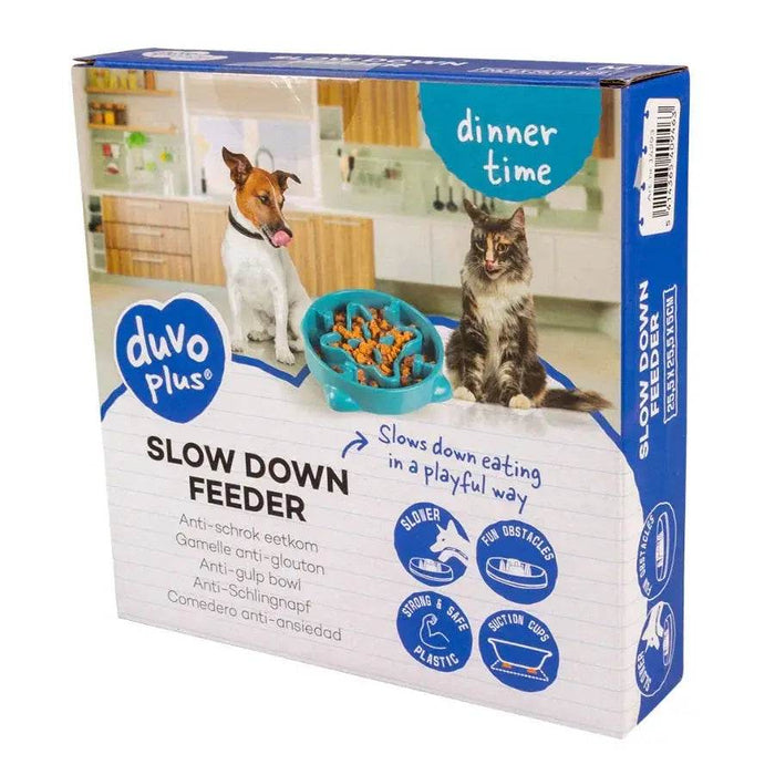Gamelle anti-glouton pétrole 700ml M avec labyrinthe ludique et ventouses antidérapantes pour chien et chat