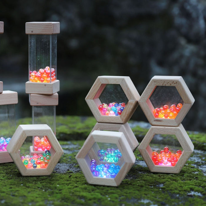 Luminous Wooden Shakers Hexagons 6pk