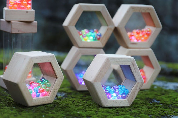 Luminous Wooden Shakers Hexagons 6pk