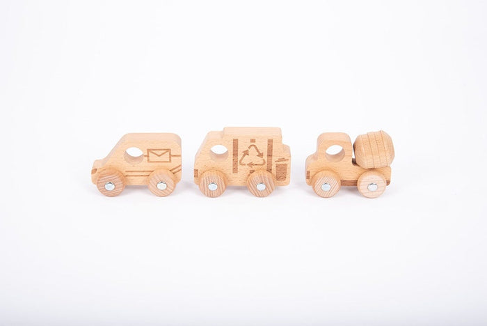 Natural Wooden Vehicles Set 12 pcs
