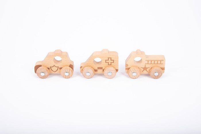 Natural Wooden Vehicles Set 12 pcs