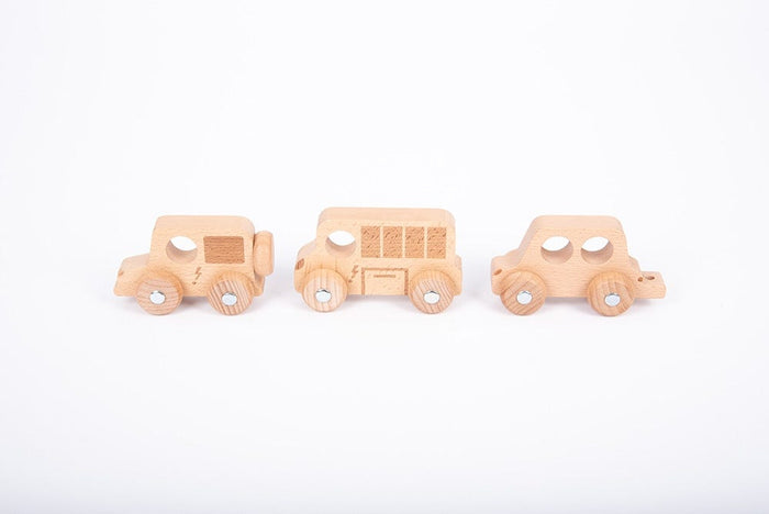 Natural Wooden Vehicles Set 12 pcs