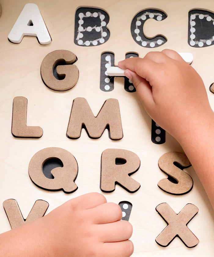 Uppercase Alphabet Chalkboard Puzzle