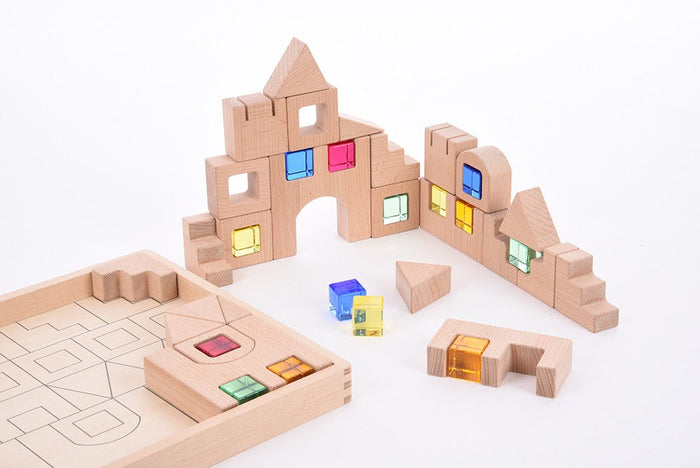Wooden Building Gem Blocks 40 pc