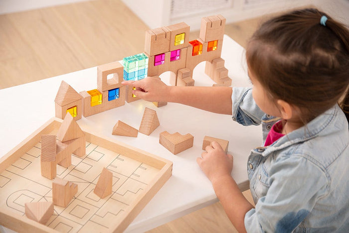 Wooden Building Gem Blocks 40 pc